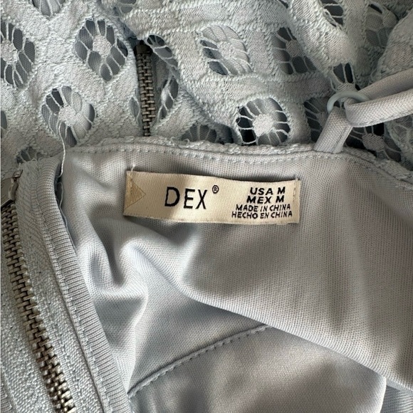 DEX Light Blue Lace Dress Criss-Cross Back Sleeveless Size M - Picture 7 of 7